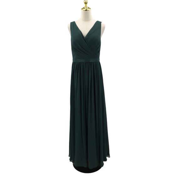 AW BRIDAL SZ 10 L dark emerald Gwyneth wedding bridesmaid maxi dress party B59 - Picture 3 of 9